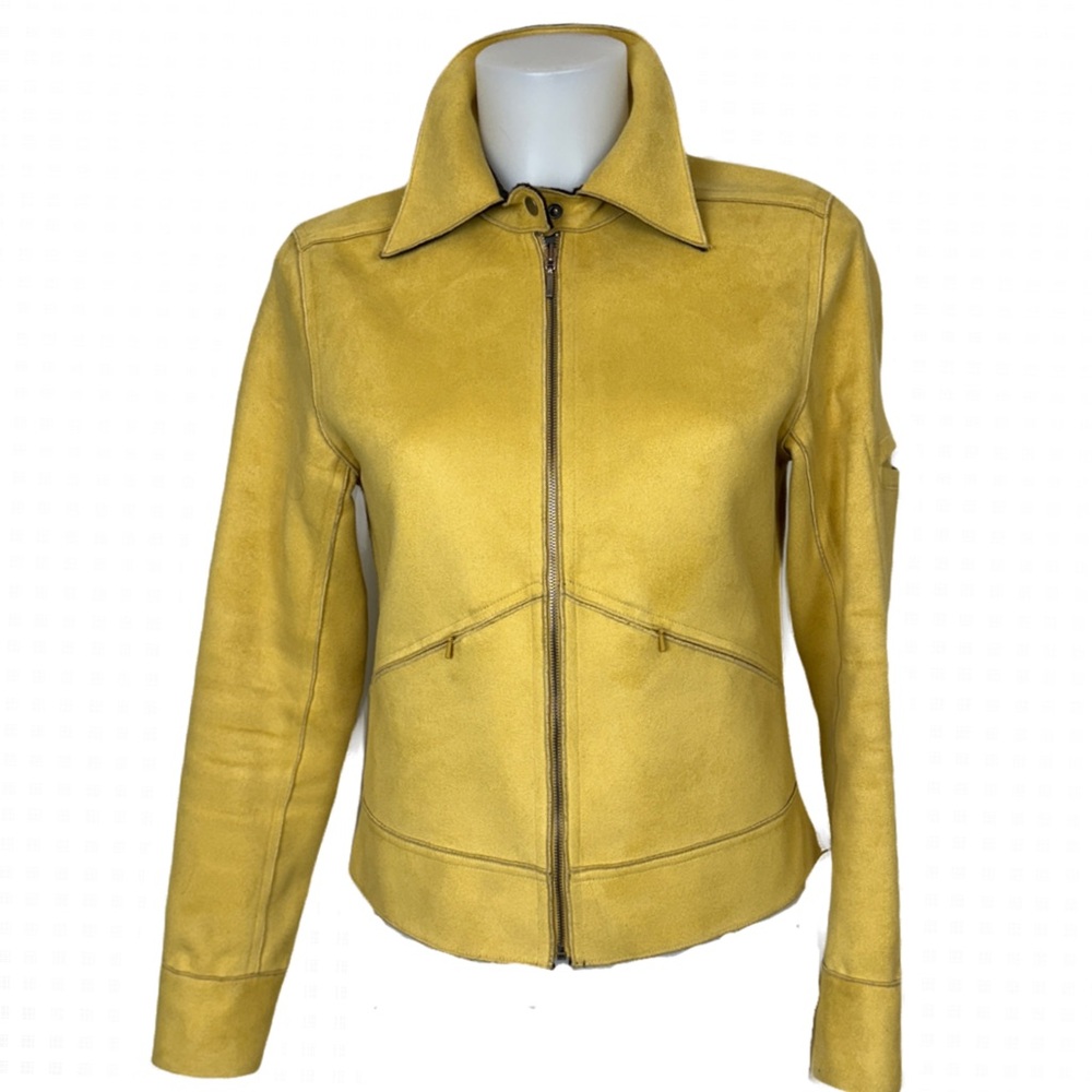 Yansi Fugel Mustard Yellow Faux Suede Jacket
